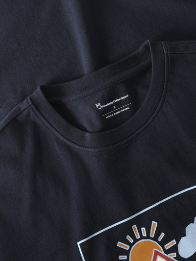 Knowledge Cotton Apparel Front Print Tee - Night Sky