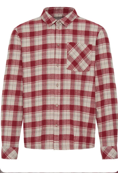 !Solid Sdsteve Check Shirt - Brick Red