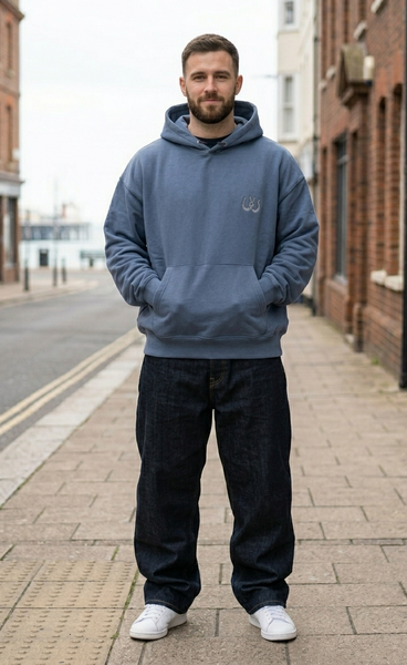 Varanacci Relaxed Horseshoe Embroidered Hoodie - Dark Teal