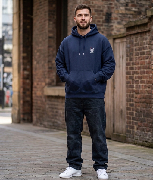 Varanacci Embroidered Relaxed Chicken On A Skateboard Hoodie - Navy