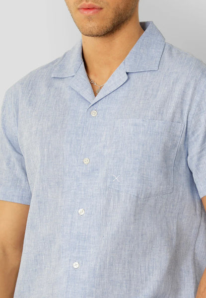 Clean Cut Copenhagen Giles Bowling S/S Shirt - Blue Melange
