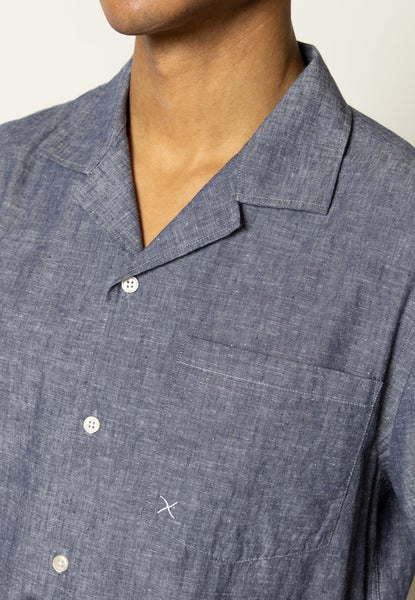 Clean Cut Copenhagen Giles Bowling S/S Shirt - Dark Blue Melange