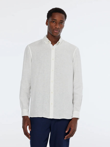 Scotch & Soda Core Linen L/S Button-Down Shirt - Off White