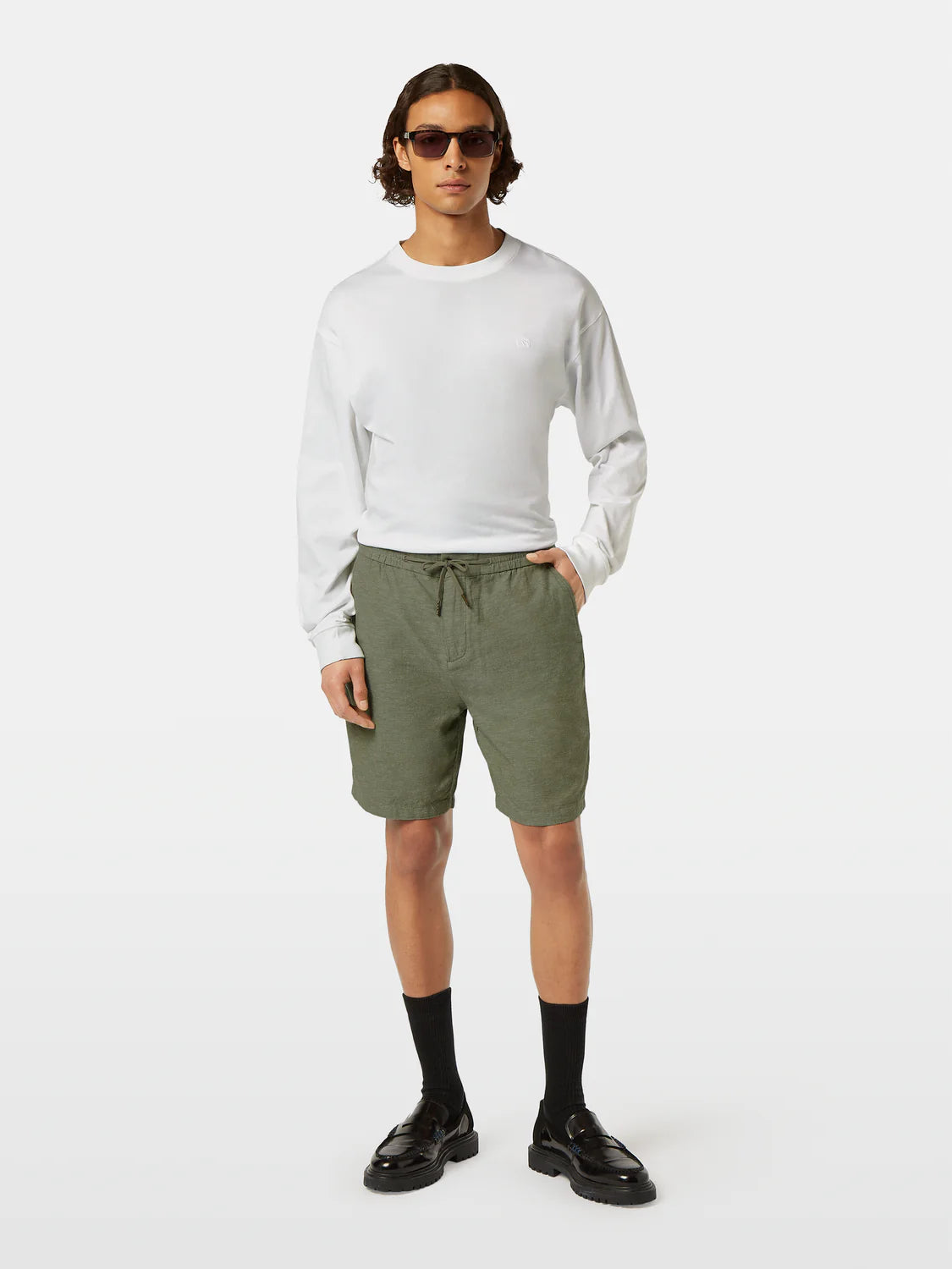 Scotch & Soda Fave Linen Shorts - Army