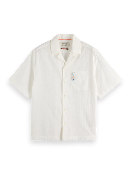 Scotch & Soda Embroidered S/S Shirt - White