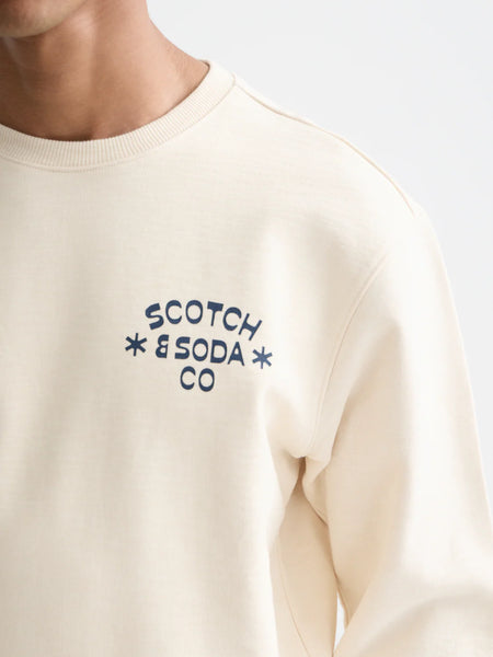 Scotch & Soda Chest Logo Regular Fit  Sweatshirt - Eggnog