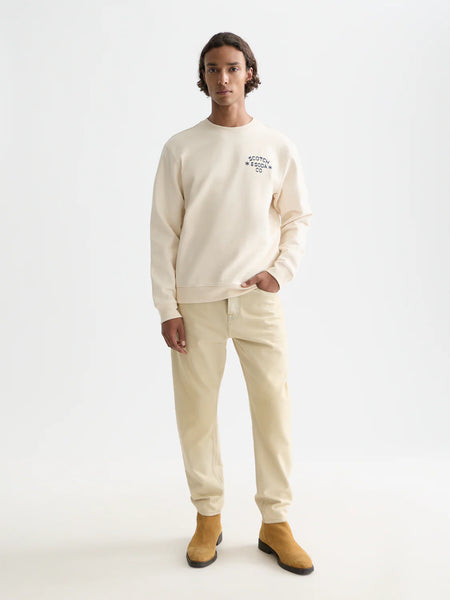 Scotch & Soda Chest Logo Regular Fit  Sweatshirt - Eggnog