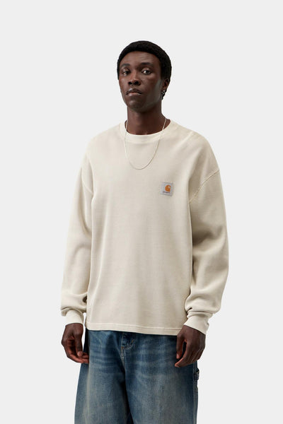 Carhartt WIP Vista Waffle L/S Tee - Fleur De Sel,Garment Dyed
