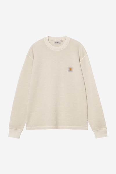 Carhartt WIP Vista Waffle L/S Tee - Fleur De Sel,Garment Dyed