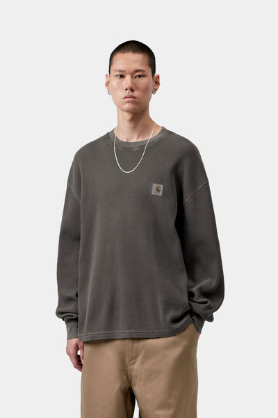 Carhartt WIP Vista Waffle L/S Tee - Black,Garment Dyed