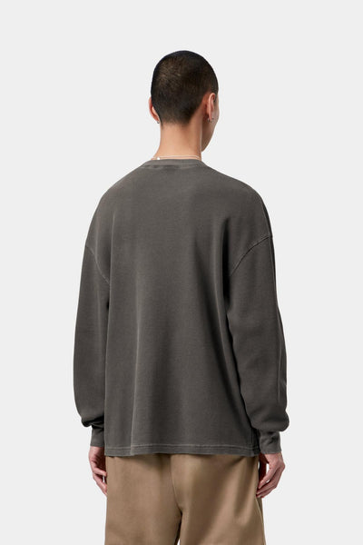 Carhartt WIP Vista Waffle L/S Tee - Black,Garment Dyed