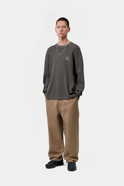 Carhartt WIP Vista Waffle L/S Tee - Black,Garment Dyed
