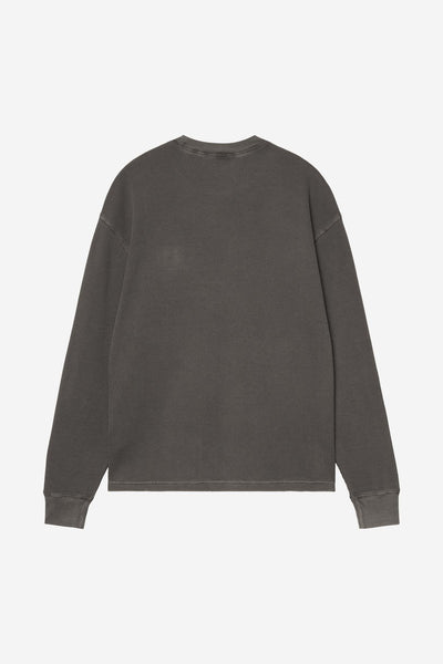 Carhartt WIP Vista Waffle L/S Tee - Black,Garment Dyed