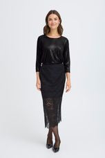 Fransa - Frfranny 3/4 Sleeve Top - Black Metal