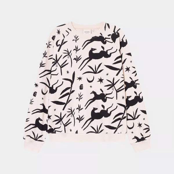 Dedicated - Ystad Sweatshirt - Papercut Horses - Oat White