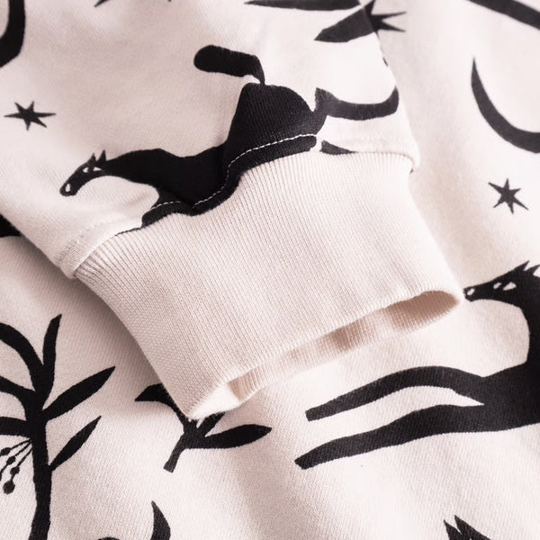 Dedicated - Ystad Sweatshirt - Papercut Horses - Oat White