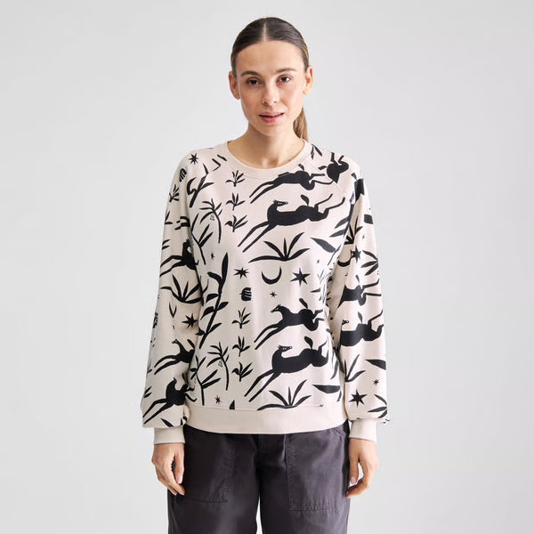 Dedicated - Ystad Sweatshirt - Papercut Horses - Oat White