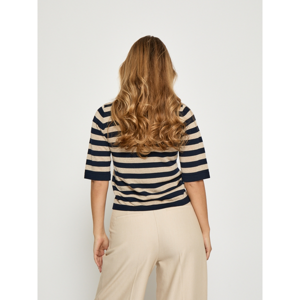 Minus - Msalice Striped Polo Shirt - Black/Iris