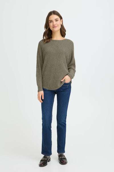 Fransa - Freretta Pullover 3 - Smokey Olive Melange