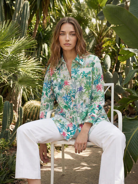 Vilagallo - Palm Tree Shirt - White/Green