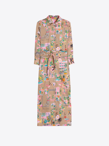 Vilagallo - Vacation Print Dress - Camel