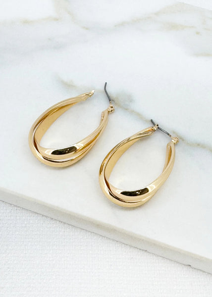 Envy Jewellery - Crossover Gold Hoop Earring