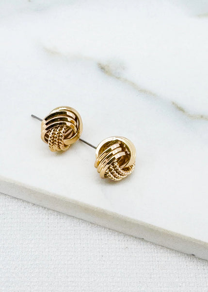 Envy Jewellery Gold Knot Stud Earring