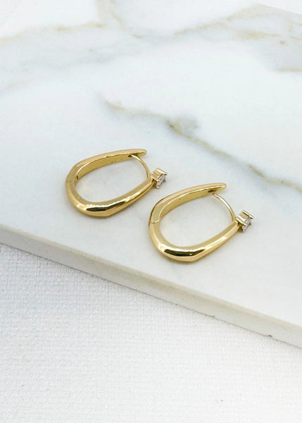 Envy Jewellery - Chunky Gold Hoop Earring with Stone