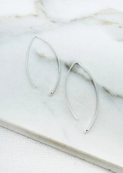 Envy Jewellery - Long Curved Silver Bar Open Earring