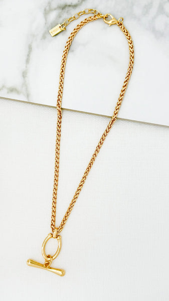 Envy Jewellery - Short Gold Chain Necklace with T-Bar