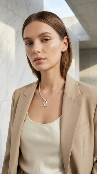 Envy Jewellery - Short Chain Silver Necklace with T-Bar