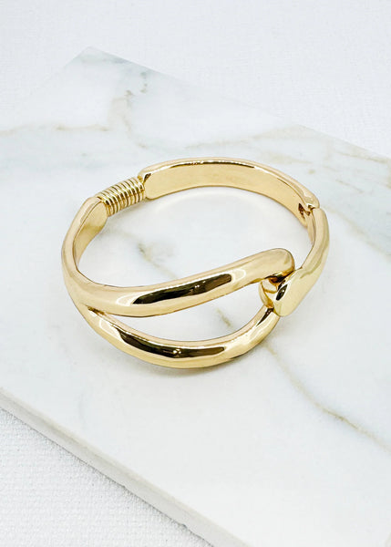Envy Jewellery - Double Looped Hinged Gold Bangle