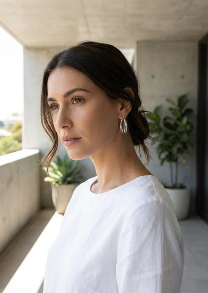 Envy Jewellery - Crossover Silver Hoop Earring