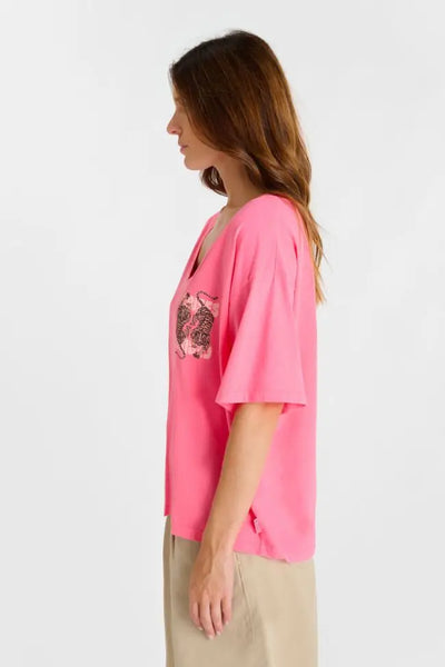 Le Temps des Cerises - Tiger Tee - Pink Fluo