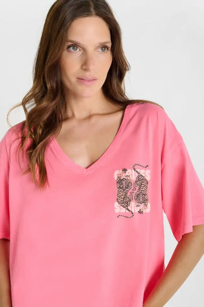 Le Temps des Cerises - Tiger Tee - Pink Fluo