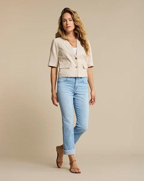 Red Button - Linen Blazer - Pebble