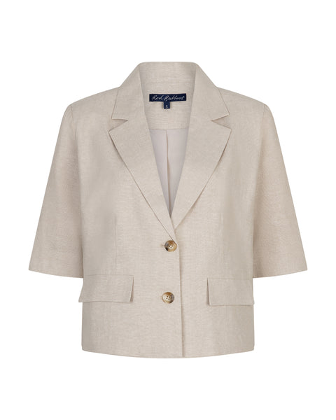 Red Button - Linen Blazer - Pebble