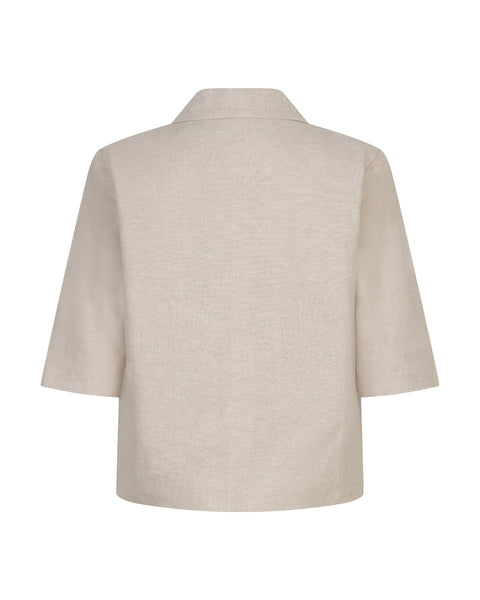 Red Button - Linen Blazer - Pebble