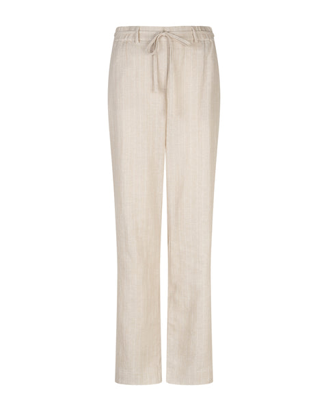 Red Button - Claudette Pinstripe Linen Trousers - Pebble