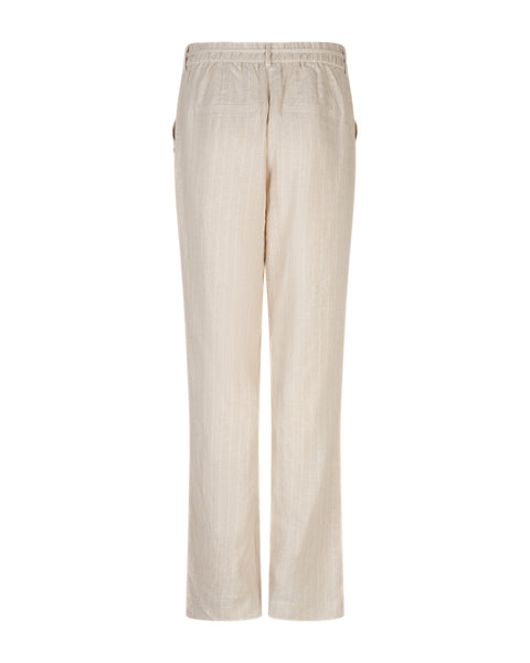 Red Button - Claudette Pinstripe Linen Trousers - Pebble