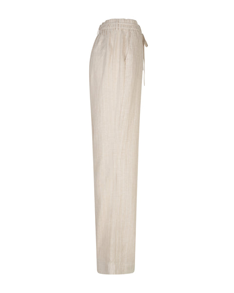 Red Button - Claudette Pinstripe Linen Trousers - Pebble