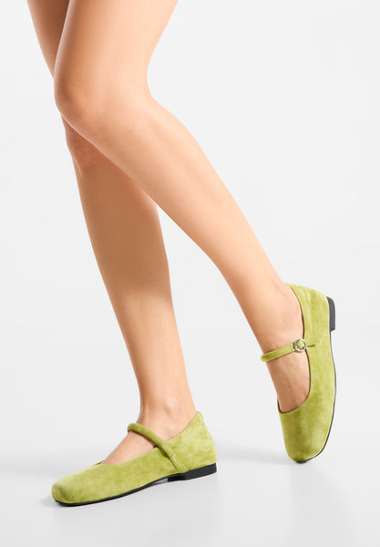 Woden - Cathy Ballerina Shoe - Bambus Green