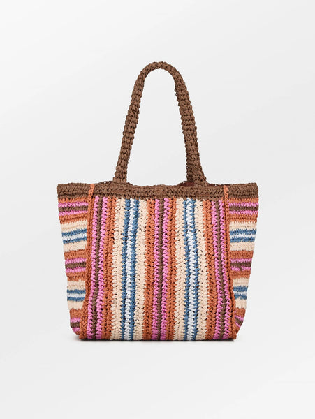 Becksonsdergaard - Stripe Straw Tote Bag - Mocha Brown