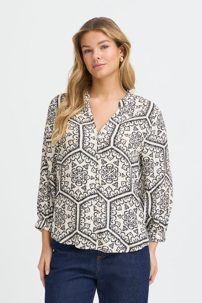 Fransa - Froline Shirt 2 - Black/White