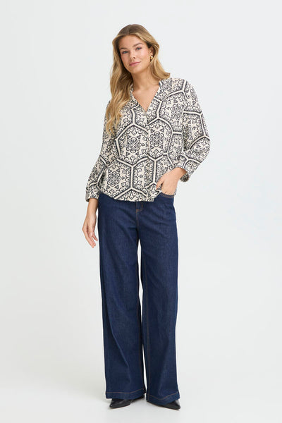 Fransa - Froline Shirt 2 - Black/White