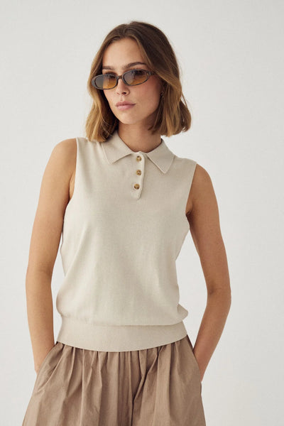 Noella Fashion - N-maxine Sleeveless Knit - Oyster