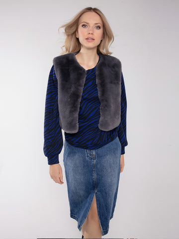 Nooki Design - Edelweiss Faux Fur Gilet - Grey