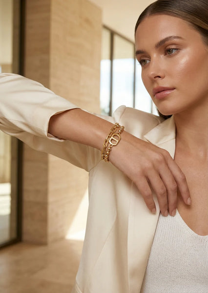 Envy Jewellery - Chain/ball T-Bar Bracelet - Gold