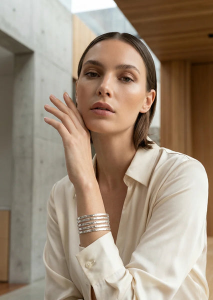 Envy Jewellery - Textured Layer Cuff - Silver