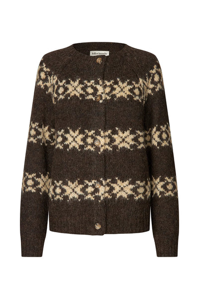 Lollys Laundry - Padovall Cardigan - Dark Mokka